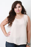 Plus Size Textured Chiffon Sleeveless Top