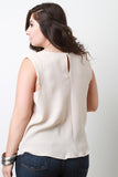 Plus Size Textured Chiffon Sleeveless Top