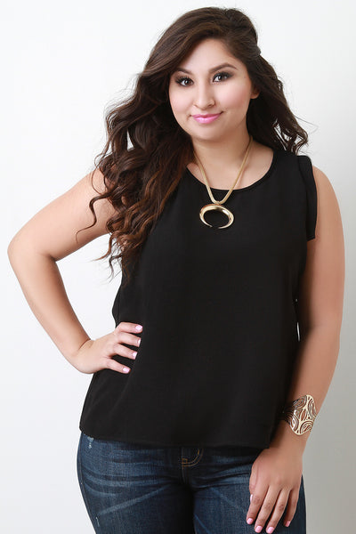 Plus Size Textured Chiffon Sleeveless Top