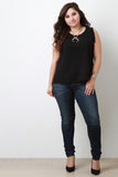 Plus Size Textured Chiffon Sleeveless Top