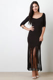 Scoop Boat Neckline Fringe Dress