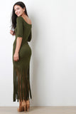 Scoop Boat Neckline Fringe Dress