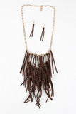 Tiered Suede Fringe Necklace