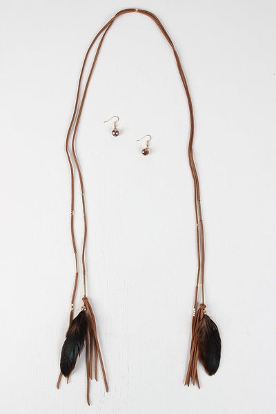 Feather Drape Suede Necklace