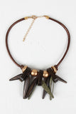 Wood Spikes Cluster Statement Necklace