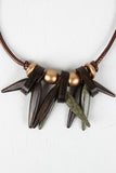 Wood Spikes Cluster Statement Necklace