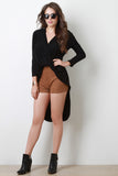 Surplice Long Sleeve High-Low Top