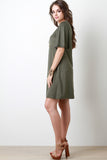 Bell Sleeve Vegan Suede Dress