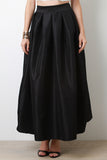 Taffeta Pleated Maxi Skirt