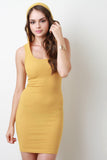 Rib Knit Hooded Scoop Neck Sleeveless Dress