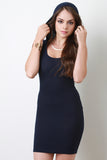 Rib Knit Hooded Scoop Neck Sleeveless Dress