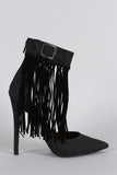 Shoe Republic LA Knotted Fringe Cuff Pointy Toe Pump