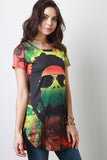 Rasta Graphic Print Short Sleeves Top