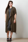 Draped Chiffon Longline Trench Coat