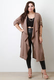 Draped Chiffon Longline Trench Coat