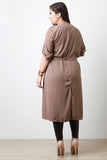 Draped Chiffon Longline Trench Coat