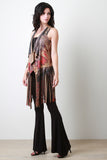 Paisley Draping Fringe Suede Vest