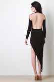 Asymmetrical Enveloped Backless Dress