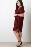 Tie Dye Curved Hem Short Sleeves Tunic Midi Dress