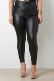 Solid Highwaisted Faux Leather Leggings