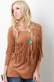 Fringe Yoke Suede Top