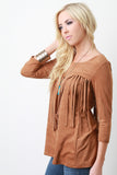 Fringe Yoke Suede Top