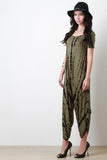 Streak Dye Short Sleeve Harem Jumpsuit