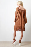 Faux Suede Fringe Shift Dress