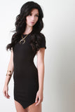 Asymmetrical Hem Round Neck Tee Dress