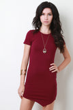 Asymmetrical Hem Round Neck Tee Dress