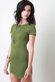 Asymmetrical Hem Round Neck Tee Dress