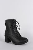 Wild Diva Back Buckle Combat Ankle Boots