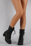 Wild Diva Lounge Chunky Heel Combat Lace Up Boots