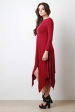 Long Sleeve Sharkbite Midi Dress