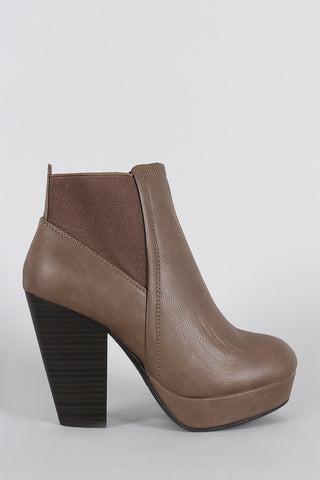 Wild Diva Lounge Elastic Gores Platform Chunky Heeled Booties