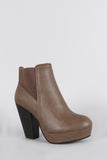 Wild Diva Lounge Elastic Gores Platform Chunky Heeled Booties