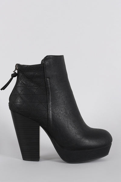 Wild Diva Lounge Criss-Cross Stitching Platform Chunky Heeled Booties