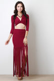 Fringe Accent Maxi Skirt