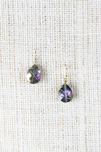 Wire Wrapped Iridescent Drop Earrings