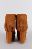 Bamboo Fringe Cuff Platform Wedged Booties