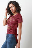 Pretty on Fleek Vegan Suede Slashed Back High Low Tee