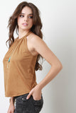 Suede Keyhole Halter Top