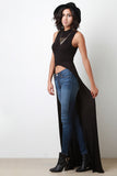 High-Low Sleeveless Mock-Neck Maxi Top