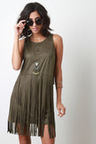 Suede Tiered Fringe Mini Dress