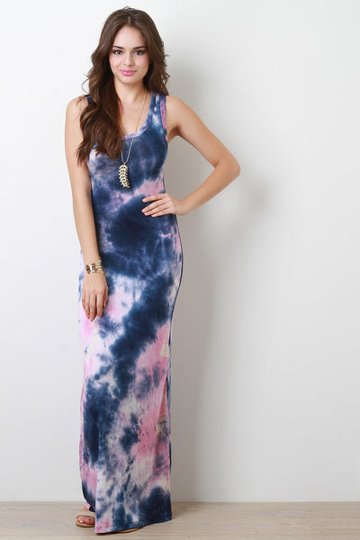 Tie Dye U-Neck Maxi Dress