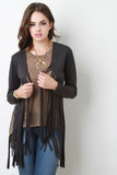 Suede Fringe Long Sleeves Cardigan