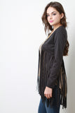 Suede Fringe Long Sleeves Cardigan