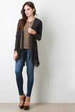 Suede Fringe Long Sleeves Cardigan