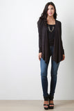 Suede Long Sleeves Drape Front Cardigan