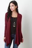 Suede Long Sleeves Drape Front Cardigan